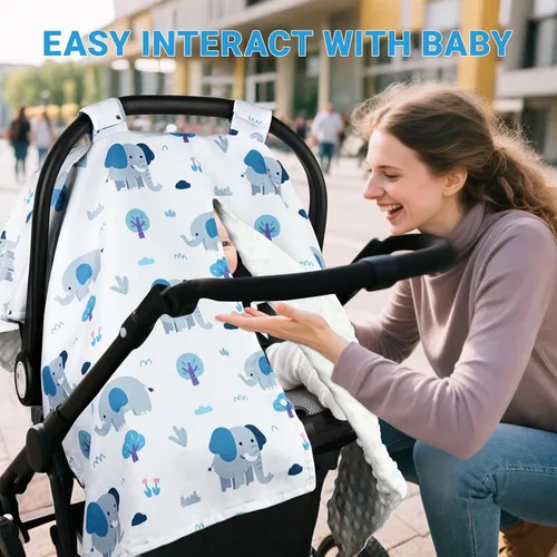 Miniatura 6 de Metplus Funda para asiento de coche 2 en 1 para bebé, toldo para asiento de coche para bebés, funda de lactancia multiusos para mamá, fundas