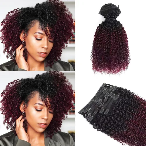 Miniatura 8 de Extensiones de cabello rizado con clip para mujeres afroamericanas, Urbeauty, Extensiones de cabello rizado con clip para cabello humano para chicas