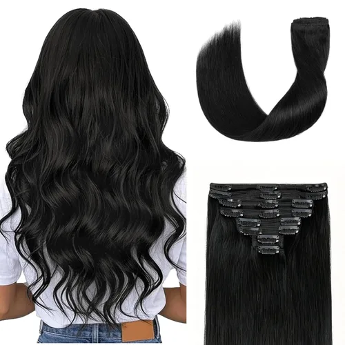 Miniatura 28 de 8Pcs Clip in Hair Extensions Real Human Hair, 140G 18 Inch Ash Blonde Mix Bleach Blonde 18P613