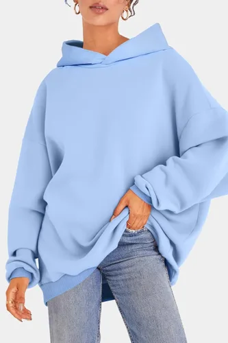 Miniatura 3 de EFAN Sudaderas con capucha de forro polar de gran tamaño para mujer, estilo casual, de manga larga, sueltas, ligeras, ropa de otoño e invierno