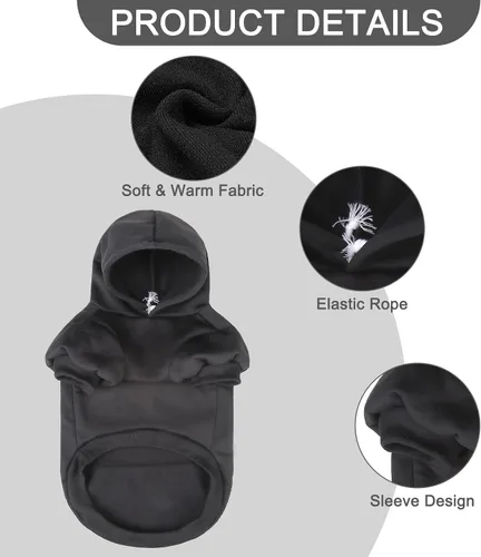 Miniatura 5 de EXPAWLORER Sudadera con capucha para perro, suave y cálida con agujero para correa, disfraz de Halloween para perros de invierno y otoño, ropa