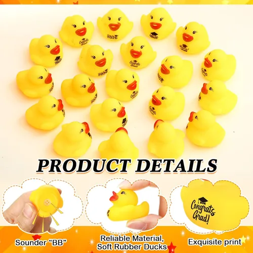 Miniatura 3 de MiniInflat 100 patos de goma de graduación de clase 2026 a granel 2026 Congrats Grad, varios patos de goma para graduación, juguetes de pato