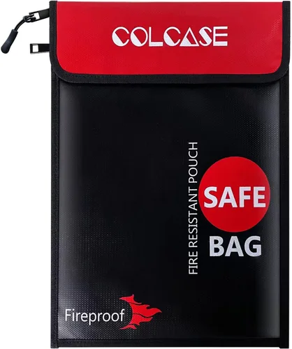 Miniatura 10 de COLCASE Bolsa de documentos ignífuga con cerradura de 5200 ℉ con aislamiento térmico impermeable e ignífugo con cremallera, bolsa ignífuga