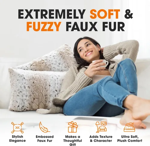 Miniatura 3 de Cheer Collection Almohadas de piel sintética con insertos – Juego de 2 almohadas decorativas cuadradas para sofá, 12 x 20 pulgadas, diseño
