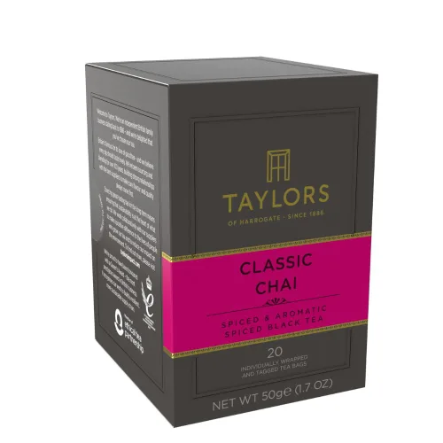 Miniatura 4 de Taylors of Harrogate Classic Chai, té negro, bolsas envueltas individualmente, 20 unidades (paquete de 1), especiado, aromático y cálido