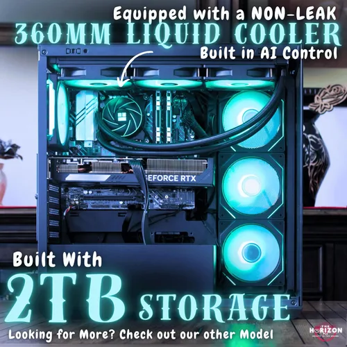 Miniatura 4 de The Horizon RGB I9 RTX Gaming PC CPU Core I9 32 GB de RAM Almacenamiento de 2 TB RTX 5070 OC AIO de 14.173 in WiFi de 1.2 GB/s