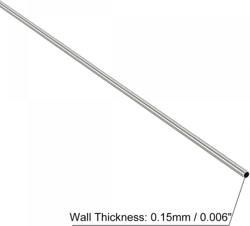 Miniatura 3 de uxcell Tubo redondo de acero inoxidable 304 0.039 in OD 0.006 in espesor de pared 11.811 in longitud 2 piezas