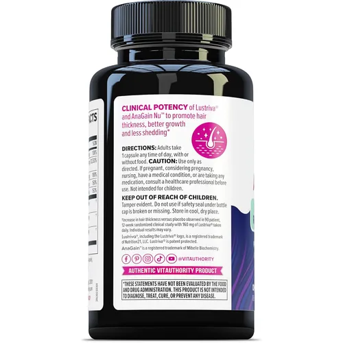 Miniatura 9 de Lustriva Suplemento para el Crecimiento del Cabello para Mujeres Lustriva y Vitaminas Bloqueadoras de DHT para Cabello Más Grueso y Abundante