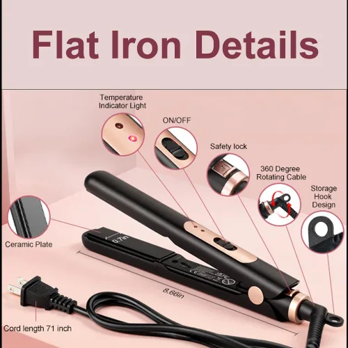 Miniatura 5 de JAETON Plancha plana pequeña de 0.7 pulgadas, mini alisador y rizador 2 en 1, calor 30S, rizador de viaje de doble voltaje, para cabello corto