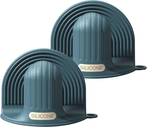 Manoplas de horno de silicona y soportes para ollas para cocina, resistentes al calor, para hornear sartén, lindos guantes antideslizantes e