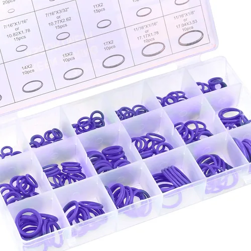 Miniatura 5 de Glarks 18 tamaños 270 piezas Junta tórica de goma para reparación de vehículos de automóviles Aire acondicionado Compresor Sellos Surtido Kit