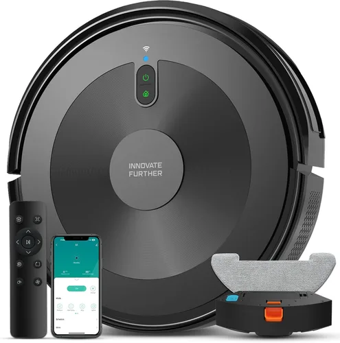 Combo de aspiradora y trapeador robot: robot aspirador 2 en 1 2500 Pa fuerte succión y sin enredos y control Alexa/APP y carga automática, limpieza