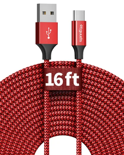 Miniatura 8 de etguuds Cable USB C extra largo de 16 pies, USB-A 2.0 a tipo C, cable trenzado de nailon de carga rápida compatible con Samsung Galaxy Note, LG