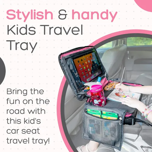 Miniatura 2 de BE Family Travel Kids - Bandeja de viaje para asiento de automóvil, accesorios de automóvil para niños, bandeja de aperitivos para asiento de Rosa