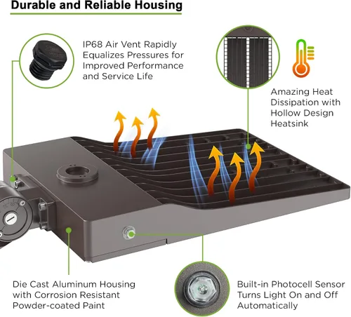 Miniatura 4 de Luz LED de estacionamiento de 300 W con fotocélula del atardecer al amanecer, ajustable, montaje deslizante, caja de zapatos, luz LED para cancha