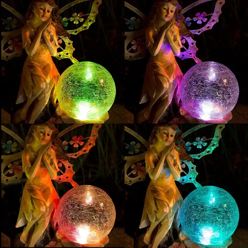 Miniatura 6 de Luz solar de jardín de hadas con globo de cristal agrietado LED que cambia