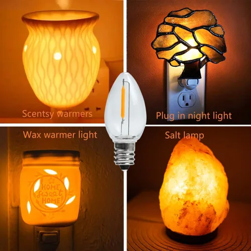 Miniatura 6 de Ampolletas de luz nocturna C7 E12 LED, bombillas LED de repuesto C7, velas de ventana y bombillas para lámpara de sal, base de candelabro E12, 0.6W