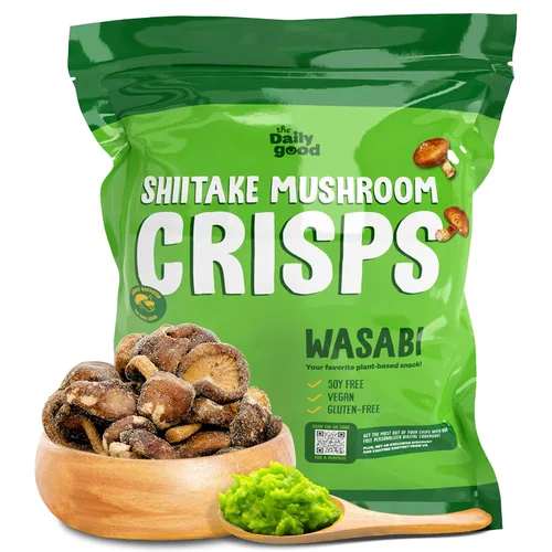 Miniatura 17 de The Daily Good Shiitake Crisps - Paquete de 3 chips de hongos, sin gluten, sin OGM, sabores original, wasabi y chile mexicano, alimentos