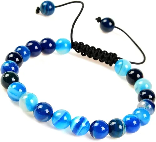 Miniatura 3 de Massive Beads - Pulsera de cuentas de cristales de macramé con poder curativo natural, unisex, ajustable, 516 pulgadas (8 mm)