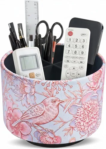 Miniatura 41 de Organizador Redondo de Cuero para Suministros de Arte, Soporte para Control Remoto, Rotación de 360 Grados, Soporte Multifuncional para Lápices