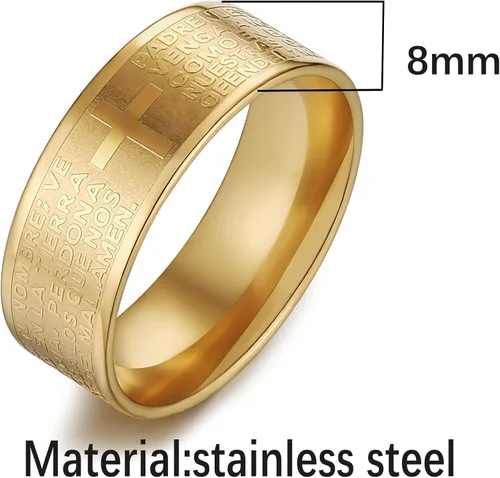 Miniatura 2 de Scddboy Anillo de boda pulido con versículo bíblico de 0.315in para hombre de acero inoxidable