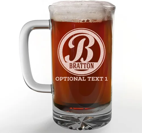 Miniatura 13 de Taza de cerveza de vidrio con monograma grabado personalizado, 34 onzas, Día del Padre, monograma, nombre personalizado, regalos de cerveza Claro