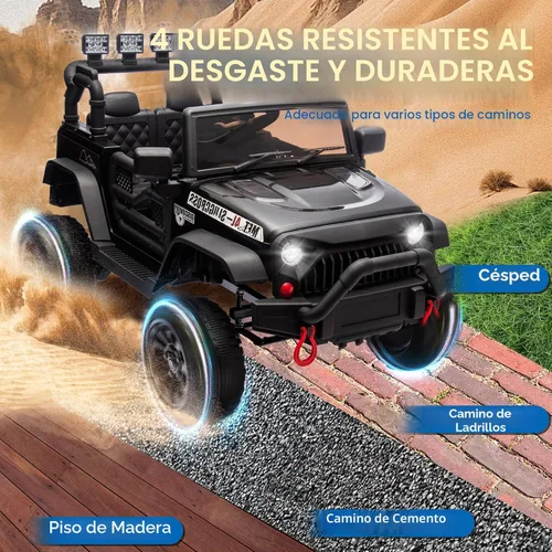 Miniatura 3 de Jeep para niños de 24V, juguetes con motor de 400W, con control remoto para padres, autos eléctricos para niños con suspensión de 4 ruedas, Negro