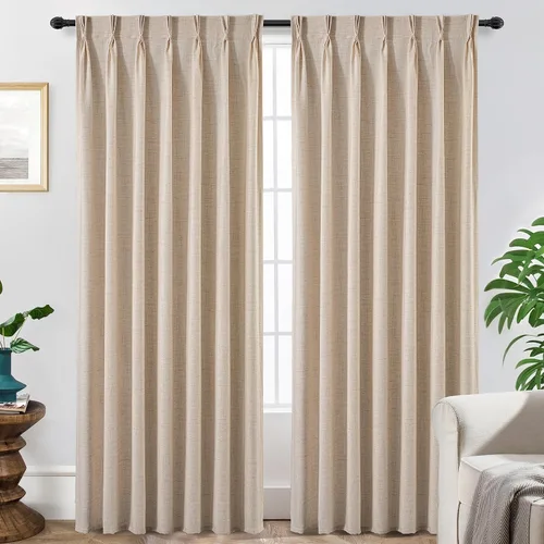 Miniatura 13 de DriftAway Cortinas plisadas de lino semitransparentes con textura de casa de campo sólidas y rústicas modernas para sala de estar y dormitorio, 2