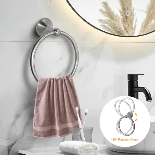 Miniatura 5 de Juego de 8 piezas de accesorios de baño de níquel cepillado, ajustables, expandibles, toalleros, anillo, soporte para papel higiénico, ganchos