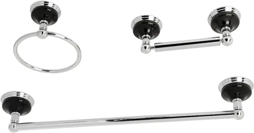 Kingston Brass BAK911148C Water Onyx - Juego de accesorios de baño de 3 piezas de 24 pulgadas en cromo pulido