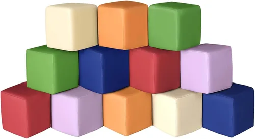 Bloques de construcción de espuma para niños: 12 piezas de bloques de espuma de colores de piel sintética, juguetes de construcción para niños