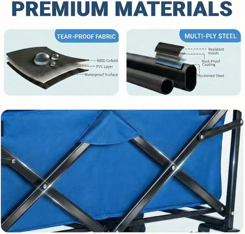Miniatura 4 de Carro plegable extragrande con toldo extraíble, remolque plegable resistente de 250 libras/262 litros con ruedas todo terreno de 7 pulgadas, asas