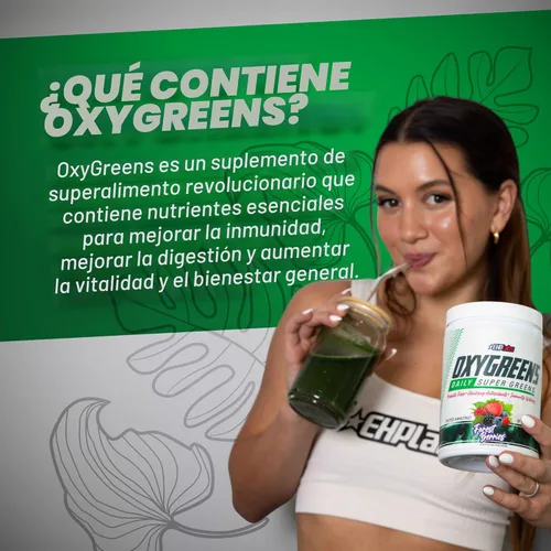 Miniatura 6 de EHP Labs OxyGreens Super Greens Powder - Superalimento de espirulina y clorella, jugo verde en polvo y suplementos de verduras con fibra prebiótica