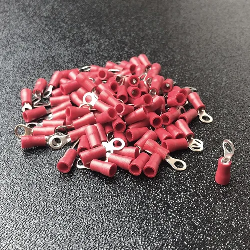 Miniatura 4 de ANGSTROM Terminales de anillo de perno #6, conectores de crimpado eléctricos aislados, 100 piezas (22-16ga rojo)