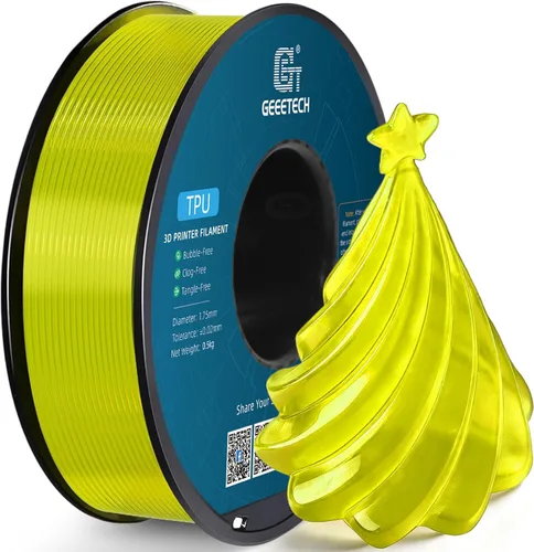 Geeetech Filamento TPU para impresora 3D de 1.75mm, Shore 95A, filamento flexible para impresora 3D con alta elasticidad, carrete de 1KG (2.2lbs),