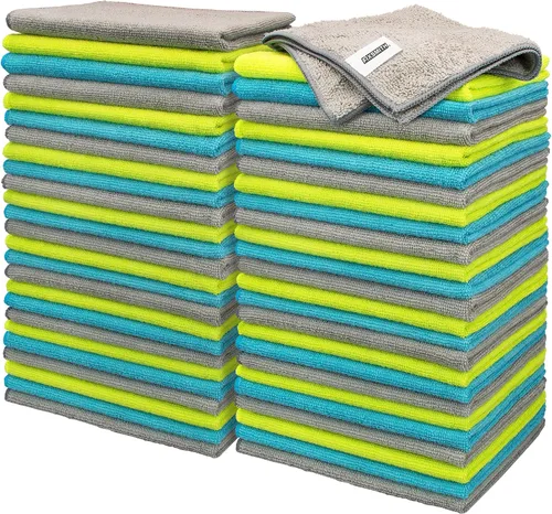 Miniatura 39 de FIXSMITH Paño de limpieza de microfibra, paquete de 12, toallas multifuncionales, tamaño: 12 x 16 pulgadas, trapos altamente absorbentes, sin 3