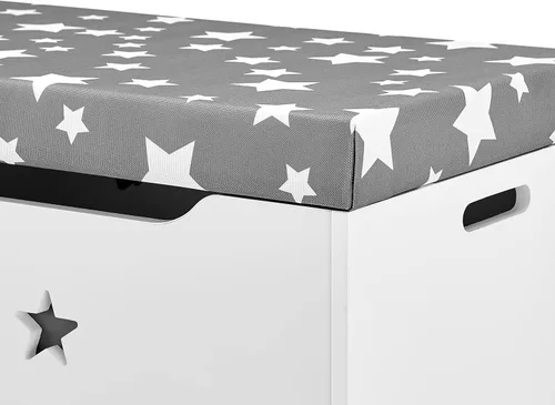 Miniatura 7 de Sturdis Caja de juguetes para niños, color gris y blanco con asiento de banco de almacenamiento de cojines, baúl de almacenamiento de juguetes