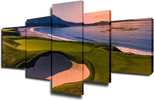 Miniatura 29 de Piezas de golf para decoración de pared, pinturas en blanco y negro, arte de pared para sala de estar, golf, deportes, obras de arte de 5 piezas