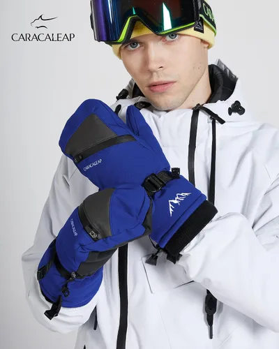 Miniatura 5 de Caracaleap Guantes de esquí de invierno para hombres y mujeres para clima frío, guantes de snowboard cálidos, guantes impermeables para deportes