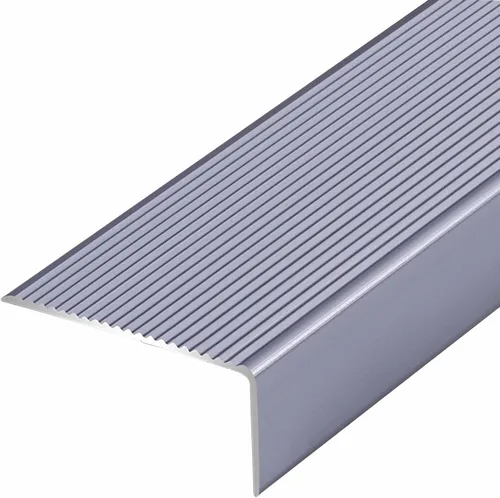 Miniatura 10 de ZIMGOD Tira protectora de borde de metal, borde antideslizante para escaleras, umbral de tira de transición en forma de L, borde de vinilo laminado