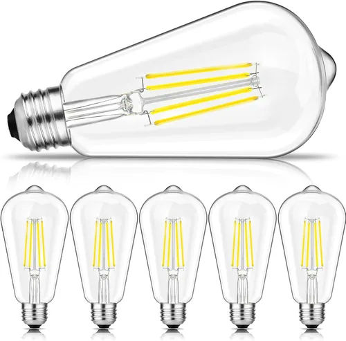Miniatura 9 de Svater – Bombillas LED vintage con diseño Edison, 6 vatios equivalentes a 60 vatios, luz blanca neutra de alta luminosidad 4000K, bombillas