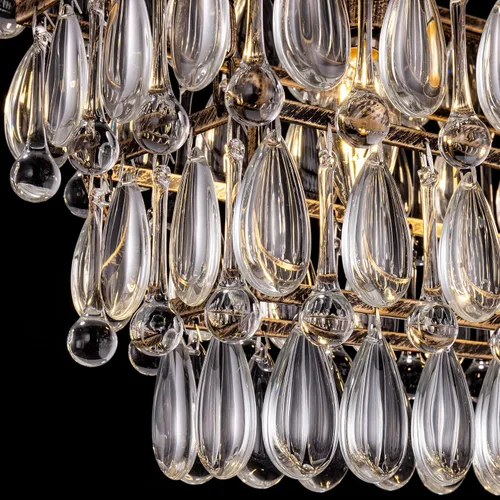 Miniatura 4 de Wellmet Candelabro de cristal para comedor, lámpara de techo rectangular de cristal de bronce antiguo de 30 pulgadas, 4 luces, iluminación de isla