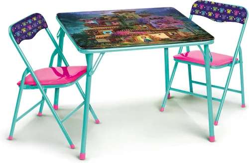 Miniatura 2 de Disney Encanto Juego de mesa y silla para niños: mesa de actividades plegable con 2 sillas para niños pequeños y niños de 3 a 7 años, marco de metal