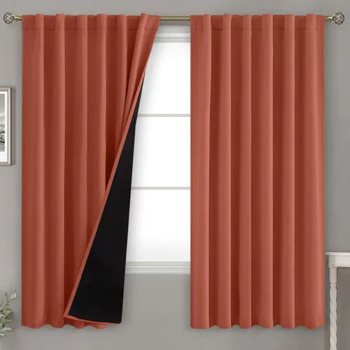 Miniatura 33 de BGment Cortinas 100% opacas beige de 63 pulgadas de largo con forro aislante térmico, bolsillo para varilla y lengüeta trasera de doble capa
