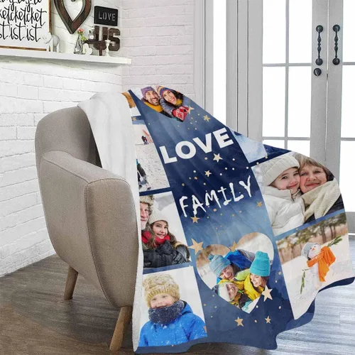 Miniatura 2 de YESCUSTOM Manta personalizada con 10 fotos, manta familiar personalizada para mamá y papá, mantas personalizadas de collage de fotos, mantas