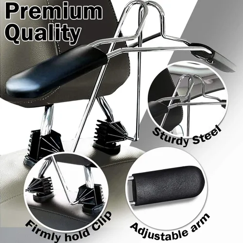 Miniatura 6 de Zone Tech y Zone Tech - Percha para colgar la cabeza del coche con barra extensible para el reposacabezas del automóvil, para chaqueta, traje