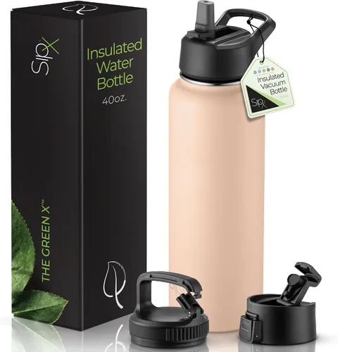 Miniatura 55 de SIPX™ Botella de Agua Aislada de 18 oz con 3 Tapas – Acero Inoxidable a Prueba de Fugas, Triple Aislamiento – Frío 24 Horas/Caliente 12 Horas