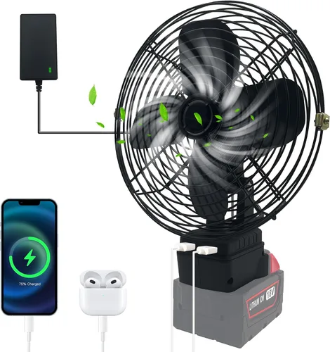 Miniatura 8 de F-an inalámbrico portátil para batería Dewalt de 20 V, ventilador inalámbrico alimentado por Ba-ttery, ventilador de motor sin escobillas de 20 W