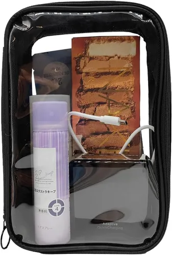 Miniatura 7 de Bolsa de maquillaje de malla, bolsa de aseo de malla negra, bolsa de maquillaje de viaje con cremallera (mediana)