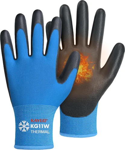 Miniatura 45 de KAYGO KG11PB - Guantes de seguridad con revestimiento delgado de poliuretano, tejido sin costuras, agarre suave en palma y dedos, para trabajo Verde